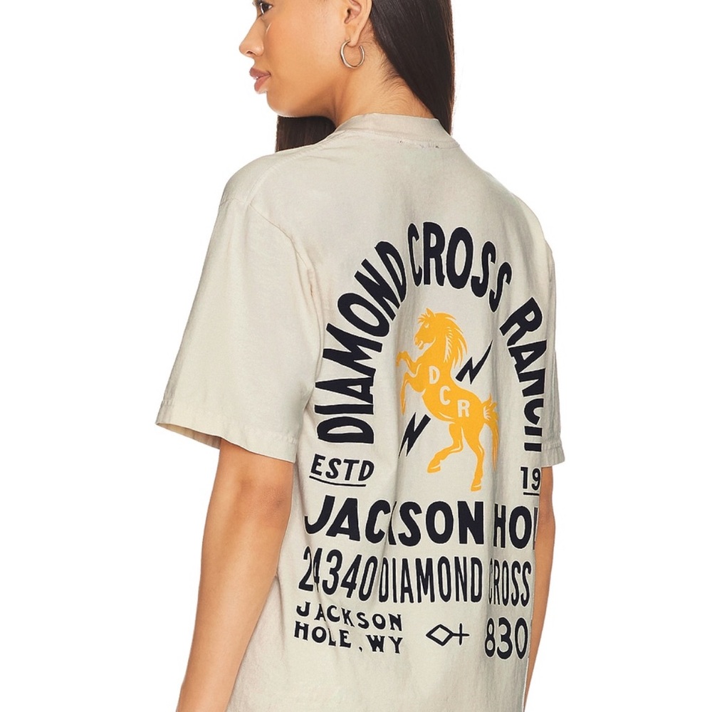 Diamond Cross Ranch Jackson Hole Graphic Tee - Cream/Yellow